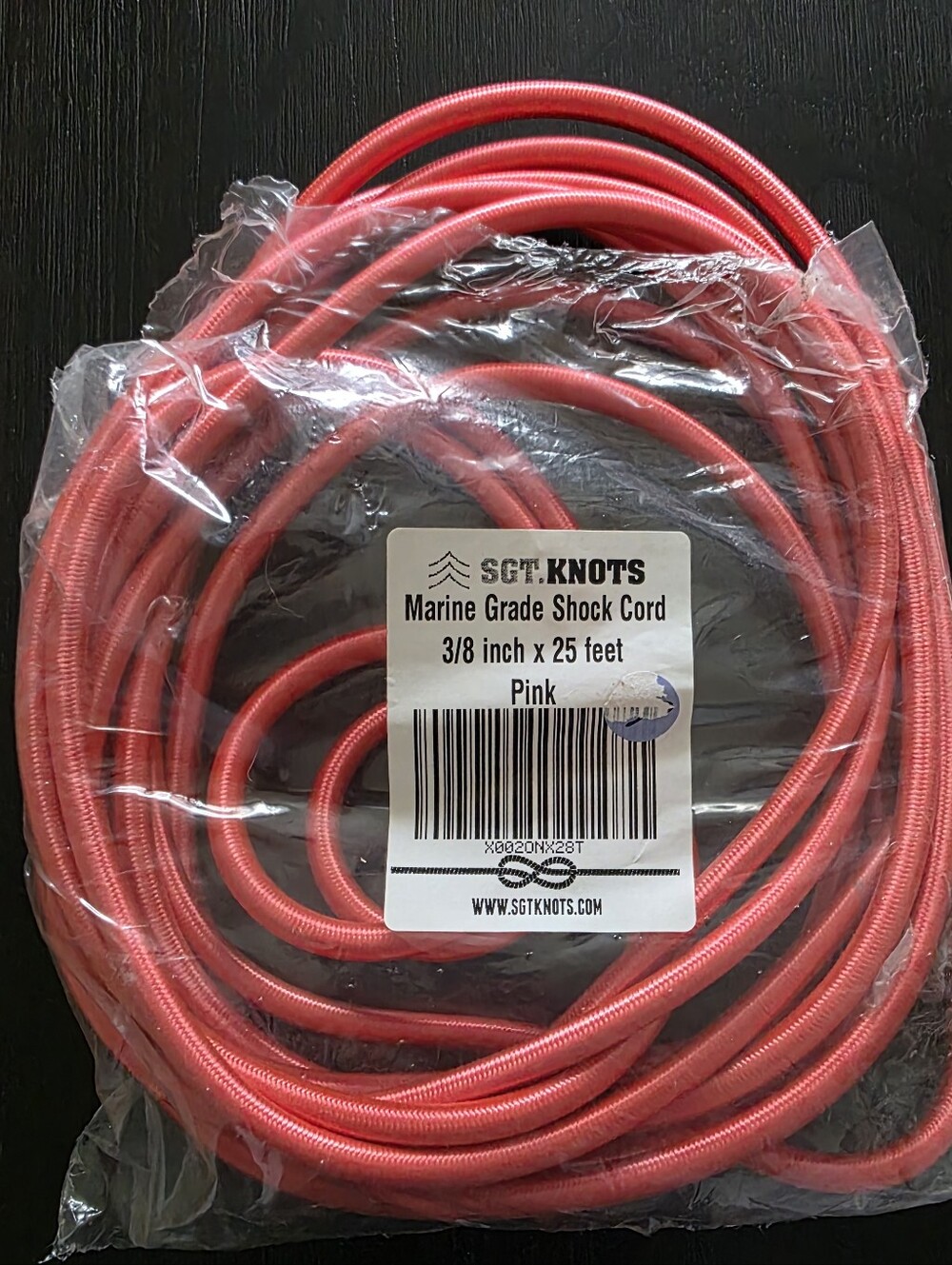 Pink Marine Grade Shock Cord - 3/8" x 25 ft